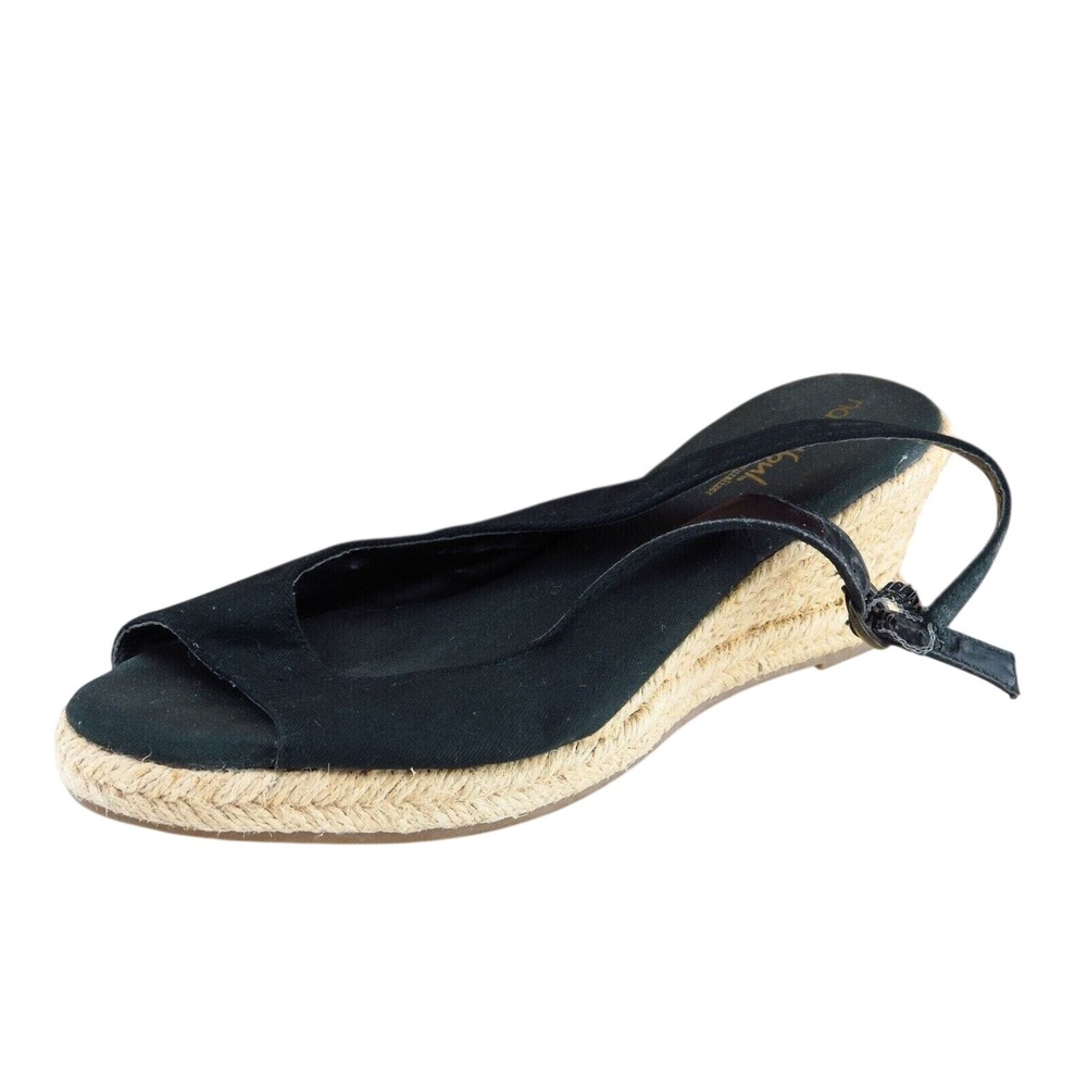 Natural Soul Women Sz 8.5 M Black Wedge Synthetic Shoes Sabar